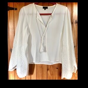 On Twelth Embroidered Flowy Top NWOT